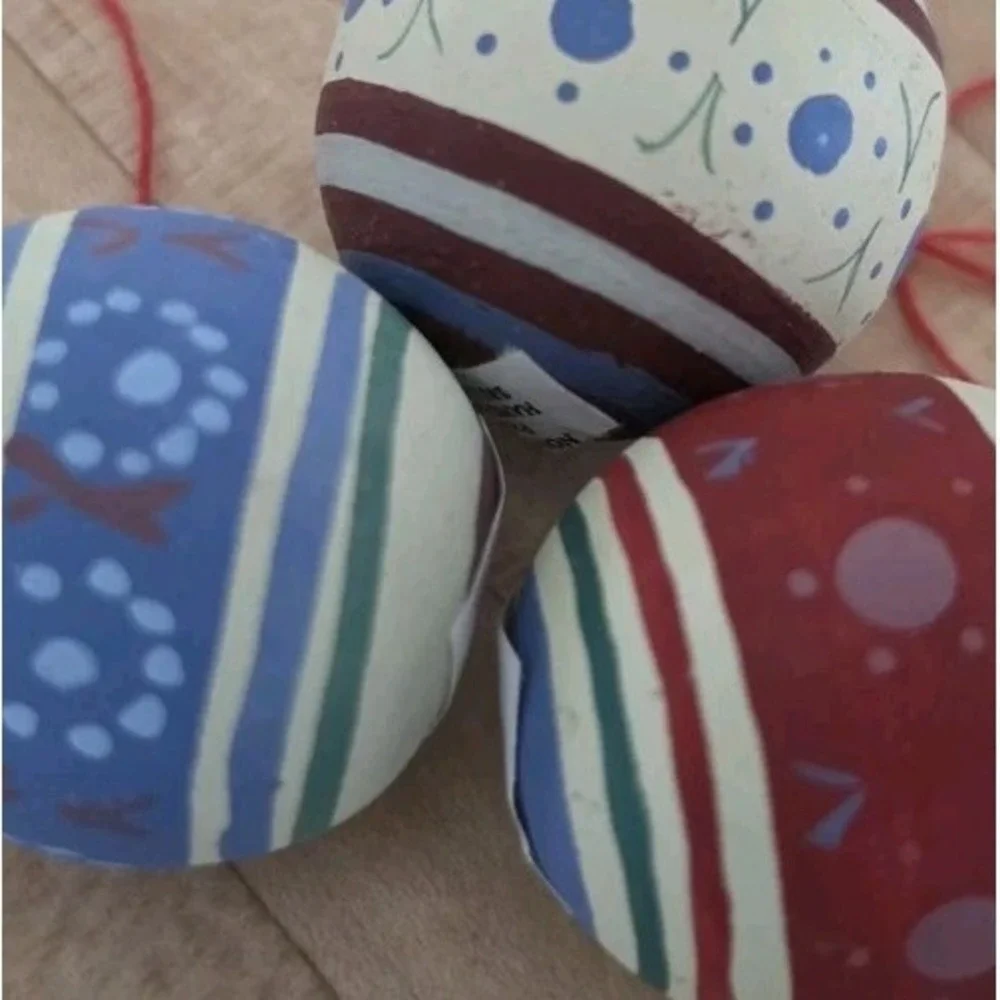 6 Handpainted Rustic Wooden Christmas Ornaments Folk Art Holiday Tree Farmhouse